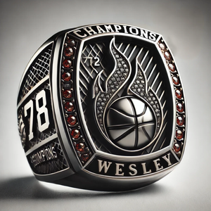 Bague de championnat de basket-ball en or plaqué rhodium - Product Image 3