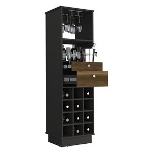 Mobile Bar Classico a Due Cassetti con Dodici Portabottiglie Integrati Disponibile in Nero o Noce - Product Image 5