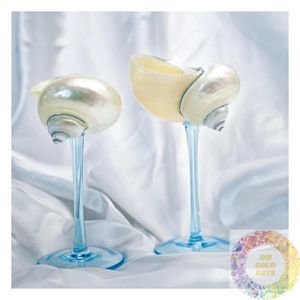 Gobelet à boire en coquillage naturel fait main, verre à pied en coquille, vaisselle côtière écologique, style océan, décoration durable - Product Image 4