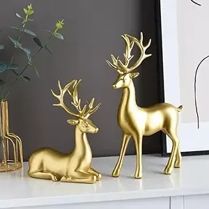 Christmas Reindeer Decoration <b>Gold</b> Reindeer Figurine Metal Reindeer <b>Statue</b> Christmas Deer Figurine Golden Deer Ornament Reindeer - Product Image 6