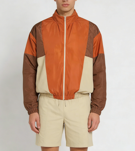 Conjunto de Chaqueta Cortavientos y Pantalones Cortos, Chándal de Secado Rápido para Hombre, Chándal Deportivo de 2 Piezas con Bloques de Color, Ropa Deportiva con Logotipo Personalizado, Ropa Urbana - Product Image 4