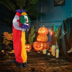 Decorazione di Halloween a forma di clown spaventoso da 1,37 m con occhi LED e registrazione di frasi - Product Image 3