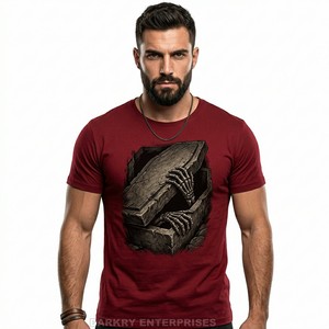 Camiseta Gráfica Gótica para Hombre 2026, 100% Algodón, Estilo Streetwear Negro, Impresión Personalizada, Estilo Vampiro - Product Image 3