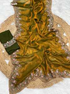 Nouvelle arrivée de qualité supérieure : magnifique sari en mousseline Fendy avec broderies, idéal pour les fêtes, fournisseur de Surat. - Product Image 3