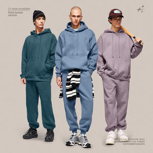 Ensemble de survêtement décontracté d'hiver pour femme, 2 pièces, avec haut court à capuche et pantalon de jogging à manches longues, en molleton - Product Image 2