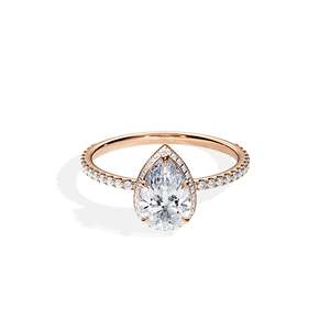 Bague de fiançailles en diamant taille poire pour femme, plaqué or 14 carats, diamant de laboratoire certifié IGI, style classique - Product Image 3