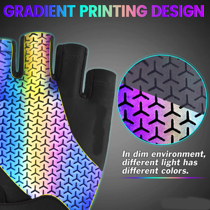 <b>Half</b> Finger Cycling Gloves With Rainbow Print PU Material Non <b>Slip</b> Design For Outdoor Use Unisex Racing Gloves - Product Image 2