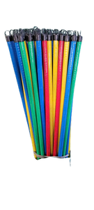 Escoba con mango de madera duradero y colorido, 25-34 pulgadas, ligera, para limpieza del hogar, cerdas de fibra de maíz sin desprendimiento, estilo básico - Product Image 1