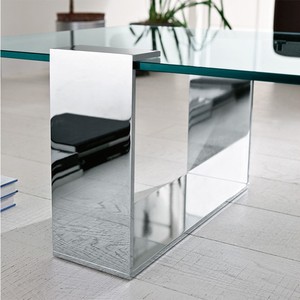 Luxury Tempered Glass <b>Coffee</b> <b>Table</b> with Geometric <b>White</b> Metal Frame Modern Rectangle Cocktail <b>Table</b> - Product Image 2