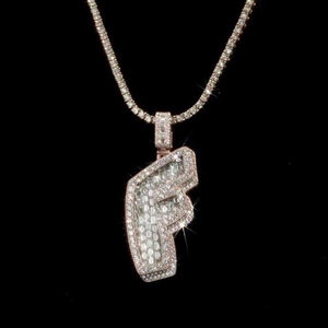 Pendentif Lettre B Personnalisé Sertie de Diamants Moissanite avec Grand Anneau, Collier Initial en Argent Sterling 925 Plaqué Or Blanc - Product Image 1