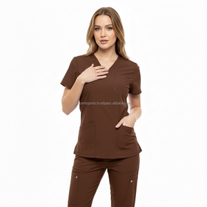 Two Piece Nursing Medical Scrub Set Blank Plain No Logo Cargo <b>Pocket</b> Jogger Pants Breathable Stretch Fabric Wholesale <b>Staff</b> - Product Image 3