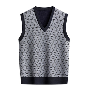 Gilet en tricot Argyle pour homme, col en V, sans manches, motif losanges, unisexe, multicolore, pour un usage quotidien - Product Image 6