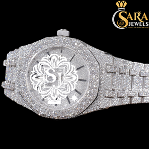 Calidad de exportación Antiguo de lujo Mossinate Hip Hop Blanco Iced Out Diamond Watch en acero inoxidable para hombres disponible para la venta - Product Image 3