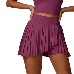 Women's Lavender <b>Pleated</b> Sport <b>Skirt</b> With Elastic Waist And Built-In Shorts Breathable Woven Fabric Solid Color Golf Clothing - Product Image 3
