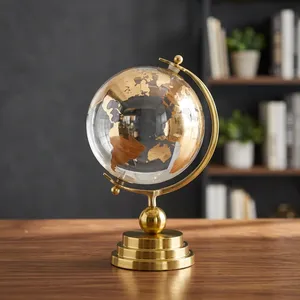 Globe terrestre décoratif, objet de décoration, support en métal doré, style vintage, globe pour la décoration de la maison, du bureau, de la table, du salon, de la salle d'étude, cadeau - Product Image 2