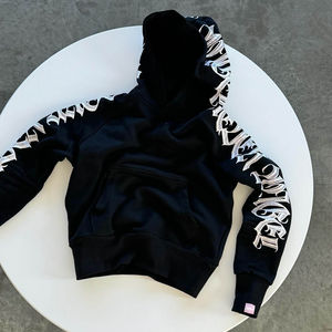 Ensemble de survêtement homme hiver personnalisé, coupe évasée, effet délavé et usé, sweat à capuche et pantalon de jogging, 100% coton, séchage rapide - Product Image 4