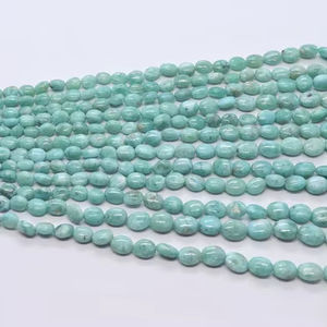 Cuentas de Larimar Natural AAA, Forma Ovalada Lisa, 5x7-8x10 MM, Cuentas de Piedra Preciosa de Larimar Lisas, 16 Pulgadas, Cuentas Ovaladas de Larimar Lisas para Joyería - Product Image 1