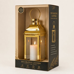 Lanterne carrée dorée avec panneaux en verre transparent pour la décoration de la maison - Product Image 5