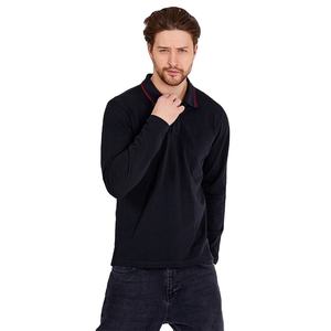 Camiseta Polo para Hombre, Mezcla de Algodón, Corte Elegante, Manga Larga, Etiqueta Privada, Logotipo Personalizado, Fabricante OEM - Product Image 3