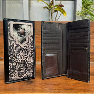 ใหม่2025กระเป๋าสตางค์หนังยาวพับสองพับลายหนังวัวแท้ดีไซน์หรูกระเป๋าสตางค์ RFID อเนกประสงค์หนังวัวแท้สำหรับผู้ชาย - Product Image 3