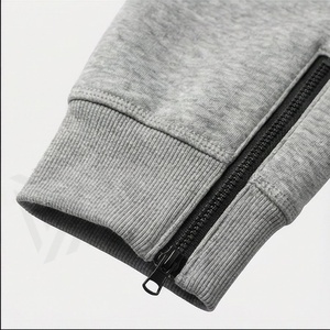 Ensemble de survêtement gris pour homme avec blocs de couleur, sweat à capuche zippé et pantalon – Tenue décontractée de sport pour l'automne - Product Image 6
