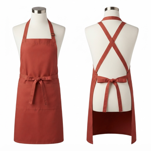 Delantal de Chef Unisex Premium de 240 GSM, Delantal de Lona de Algodón y Poliéster Color Borgoña, Correa Ajustable para el Cuello, Media Manga, Bolsillo Frontal - Product Image 5