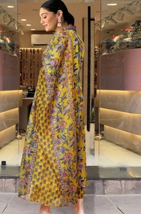 Conjunto Tradicional de Salwar Kameez de Algodón Estampado KV con Kurta, Palazzo y Dupatta, Sin Arrugas, para Fiestas de Otoño - Product Image 6