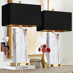 Set di 2 Lampade da Comodino Moderne e Contemporanee con Controllo Touch, 2 Porte USB e 1 Presa AC, Design Elegante e Pratico - Product Image 1