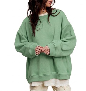 Sudadera de punto de lana extragrande informal para mujer, con hombros caídos, diseño frontal personalizado con apliques, venta al por mayor - Product Image 2