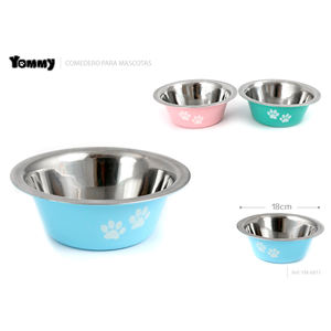 Comedero para mascotas Yommy de acero inoxidable de 22 cm con estampado de pata para perros y gatos - Product Image 2