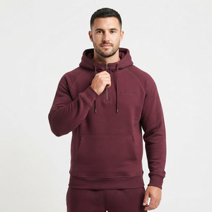 Sweat à capuche tendance pour homme, taille standard, demi-zip, en coton épais, personnalisable, vente en gros, haute qualité - Product Image 3