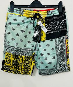 Short à imprimé délavé et anti-rides pour hommes, à la mode, vintage, brosse latérale exclusive, trois services OEM - Product Image 5