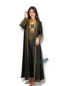 ชุดเดรสยาว 2 ชิ้น แบรนด์ AWAIS HOUSE สำหรับผู้หญิงมุสลิม ดีไซน์เรียบหรู ผ้าชีฟองสีพื้น ทรงเอไลน์ ยาวคลุมเท้า ผลิตจากโพลีเอสเตอร์ 100% ประดับด้วยลูกปัด ขายส่ง - Product Image 2