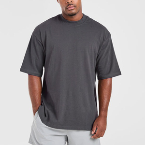 Custom Luxury Designer Oversized Short Sleeved Breathable Woven T-Shirt <b>Drop</b> Shoulder Tee Heavy Cotton O-Neck Men's All-Season - Product Image 4