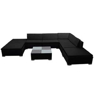 Set salotto da 8 pezzi in Poly Rattan nero con cuscini per il tempo libero in giardino - Product Image 3