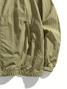 Chaqueta Blusón Verde Oliva para Hombre, Transpirable, Ligera, Casual, con Cierre de Cremallera, Manga Regular, Color Sólido, Tela de Poliéster - Product Image 4
