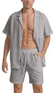 Ensemble de survêtements pour hommes avec pantalon, en tissu uni, confortable, doux et à séchage rapide, anti-adhérent - Product Image 5