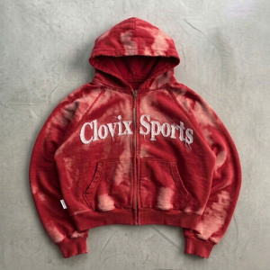Sudadera Ligera con Cremallera Completa para Hombre Clovix Sports, Sudadera con Logotipo Personalizado, Sudadera con Estampado Puff, Proveedor Mayorista - Product Image 3