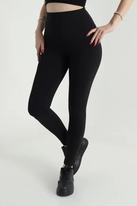 Women High Waist Full Length Seamless Yoga Leggings Solid Black Spandex Polyester Anti-Bacterial Tummy Control 220g Four-Way - Product Image 2