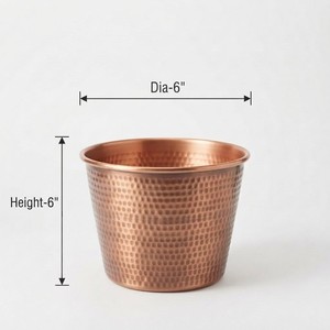 Ensemble de pots de fleurs en métal modernes et durables, jardinières d'intérieur, finition martelée couleur cuivre, utilisation sur bureau, design minimaliste, MORADABAD ART - Product Image 3