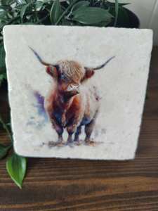 Posavasos de Mármol con Diseño de Vaca Highland, Posavasos Rústicos Hechos a Mano, Ideas de Regalos Únicos - Product Image 5