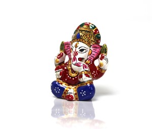 Metal GANESHA Meenakari Mukut Ganesha Statue Religious GANPATI Indian Enamel <b>Work</b> Temple Ganesha Table <b>Desk</b> Decor - Product Image 2