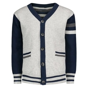 Cárdigan de punto de invierno Tiki Taka Sports para hombre, personalizado, con cuello en V, color sólido, doble bolsillo, patchwork, lana/nailon, un solo botón - Product Image 1