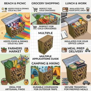 Large Eco Friendly Jute Picnic Tote <b>Bag</b> with Long Shoulder Handles - Product Image 4