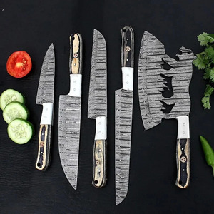 Ensemble de couteaux de chef en acier Damas fait main, hachoir à viande, manche en bois Pakka bicolore, ensemble de cuisine, fabricant d'usine - Product Image 4