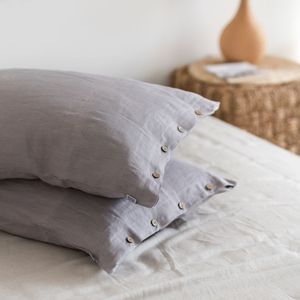 French Linen Pillowcase 100% Linen Bedding set Modern style soft durable breathable button closure plain dyed OEM ODM - Product Image 6