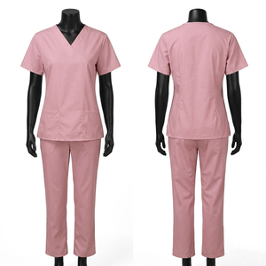Customizable Women's Nursing Uniforms Hospital Medical Scrubs Chest Pocket Both Way Spandex Salon Uniforms Nurse <b>Set</b> Embroidery - Product Image 2