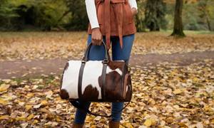 Bolsa de Viaje de Cuero Vintage de Marca Propia, Bolsa de Mano de Cuero Vacuno Hecha a Mano, Multifuncional, de Gran Capacidad, LHDB-0107 - Product Image 2