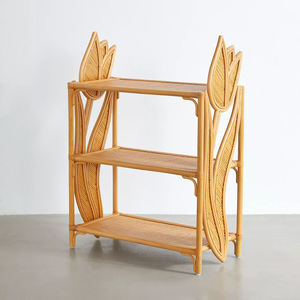Handmade Natural Rattan Shelving Tulip Flower Design 3 Tier Storage <b>Shelf</b> Children Room Decor Wicker Bookshelf <b>Display</b> Rack <b>Unit</b> - Product Image 4