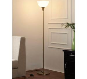 Modern Brass Floor Lamp White Glass Dome Shade Large Warm <b>Light</b> Residential Use - Product Image 3
